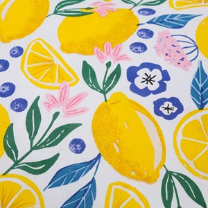 Coussin d'extérieur citrons et fleurs Carré