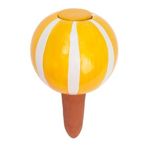 Olla en terre cuite rayée jaune