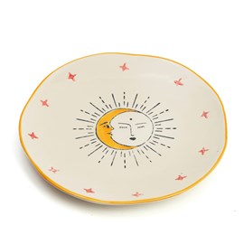 Assiette en céramique lune et soleil