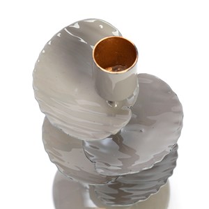 Bougeoir en métal feuilles 16 cm