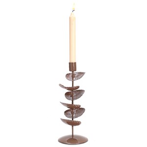 Bougeoir en métal feuilles 26 cm