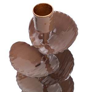 Bougeoir en métal feuilles 26 cm