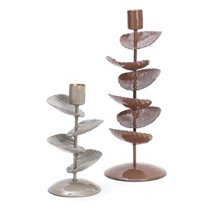 Bougeoir en métal feuilles 26 cm