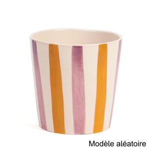 Cache pot en céramique à rayures 9 cm
