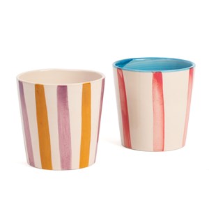 Cache pot en céramique à rayures 9 cm