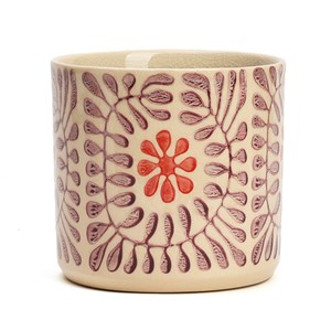Cache-pot en céramique fleurs rose 14 cm