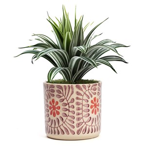 Cache-pot en céramique fleurs rose 14 cm