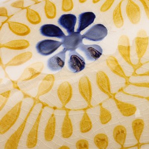 Cache-pot en céramique fleurs jaune 11 cm