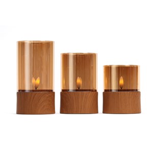 Trio de photophores LED effet bois