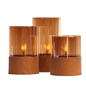 Trio de photophores LED effet bois