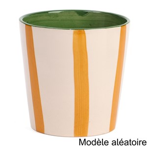 Cache pot en céramique à rayures 13 cm