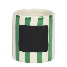 Cache pot à rayures vert 9 cm
