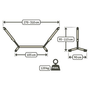 Support de hamac simple acier cool grey