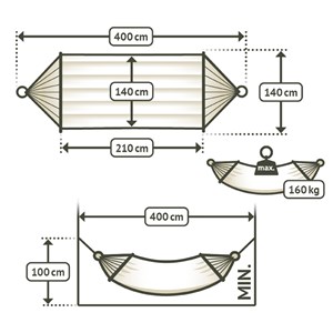 Hamac kingsize double rembourré à barres Alabama beige La Siesta