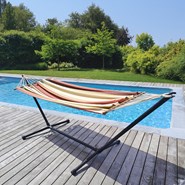 Hamac graphique simple coton et son support en métal