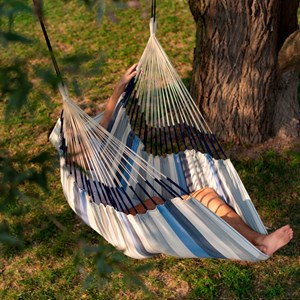 Chaise hamac simple Cumbia Outdoor comfort La Siesta bayadère bleu