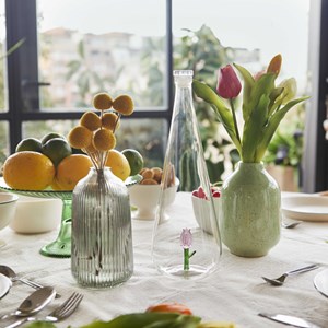 Bouteille Botanical artisanale en verre borosilicate 1L Tulipe rose