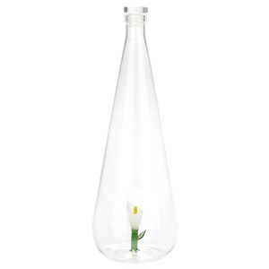 Bouteille Botanical artisanale en verre borosilicate 1L Arum blanc