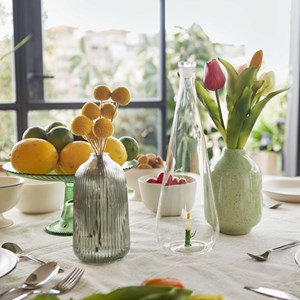 Bouteille Botanical artisanale en verre borosilicate 1L Arum blanc