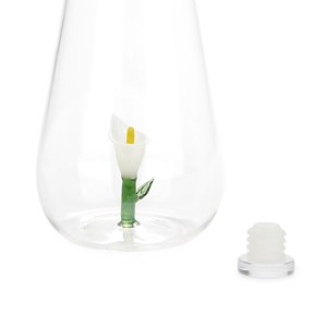 Bouteille Botanical artisanale en verre borosilicate 1L Arum blanc