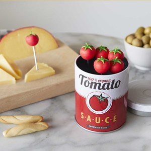 Pics apéritif tomates cerises et leur boîte Pop Art