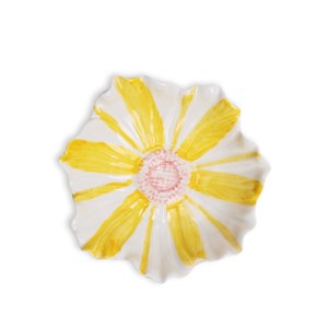 Coupelle fleur artisanale en céramique peinte 9 cm Jaune