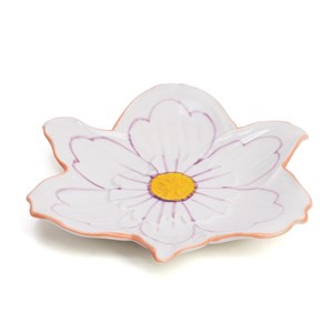 Assiette fleur artisanale en céramique peinte 16 cm