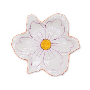 Assiette fleur artisanale en céramique peinte 16 cm