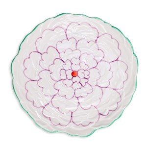 Assiette fleur artisanale en céramique peinte 21 cm