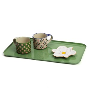 Plateau de service artisanal en métal émaillé 49 x 26 cm