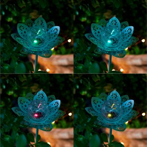 Lotus solaire 2 en 1 décoration lumineuse pour le jardin à planter ou à poser