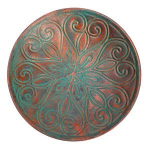 Mangeoire et abreuvoir artisanal pour oiseaux à planter en métal gravé