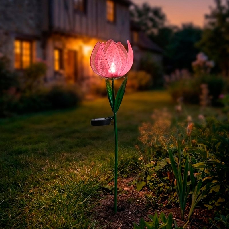 Décoration lumineuse de jardin tulipe solaire