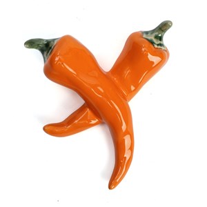 Légume décoration de table artisanale en céramique Piments oranges