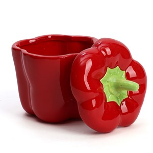 Bocal de cuisine artisanal poivron rouge en dolomite