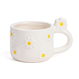 Mug blanc avec marguerites en dolomite
