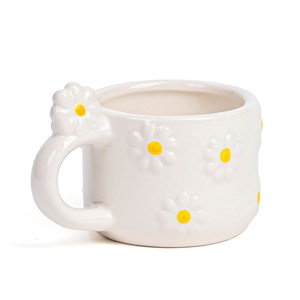 Mug blanc avec marguerites en dolomite