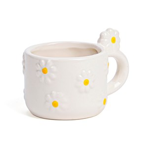 Mug blanc avec marguerites en dolomite