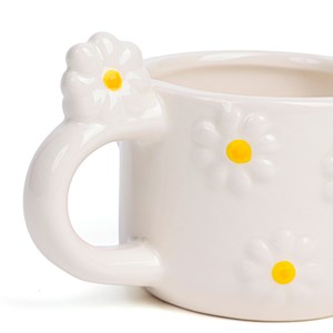 Mug blanc avec marguerites en dolomite