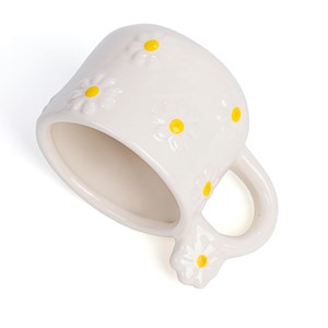 Mug blanc avec marguerites en dolomite
