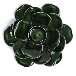 Photophore fleur de lotus en métal vert pour bougie chauffe-plat