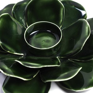 Photophore fleur de lotus en métal vert pour bougie chauffe-plat