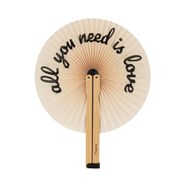Éventail pliant rond en bois FSC All You Need Is Love