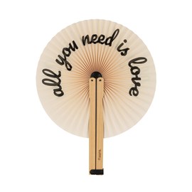 Éventail pliant rond en bois FSC All You Need Is Love