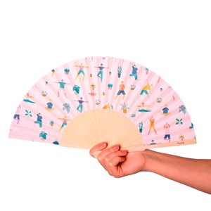 Éventail pliant en bois certifié FSC® motif yoga