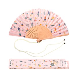 Éventail pliant en bois FSC motif yoga