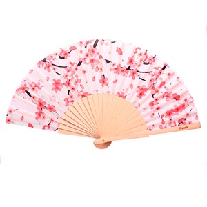 Éventail pliant en bois certifié FSC® motif fleurs Sakura