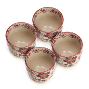 Coffret service à thé 4 tasses japonaises artisanales en grès Kiyo