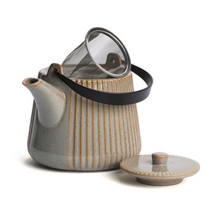 Théière Tiao 1L en céramique beige avec filtre inox