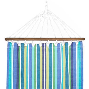 Hamac double bayadère bleu-vert